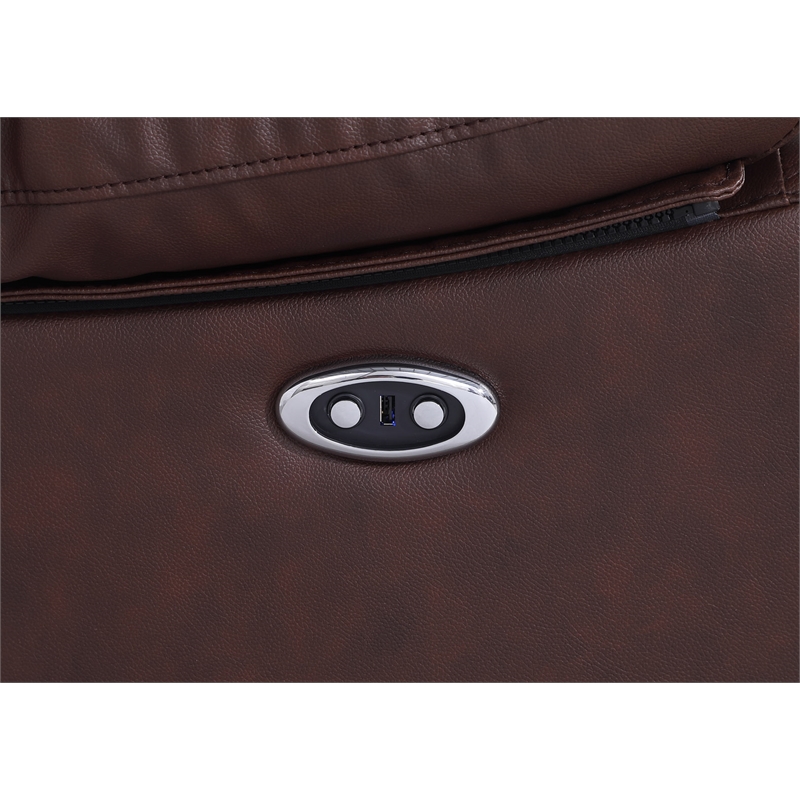 Pemberly Row Leather Power Lift Recliner Armchair for Home Theater in Brown