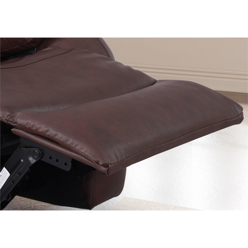 Pemberly Row Leather Power Lift Recliner Armchair for Home Theater in Brown