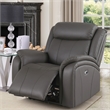 Pemberly Row Leather Power Reclining Armchair for Home Theater in Gray