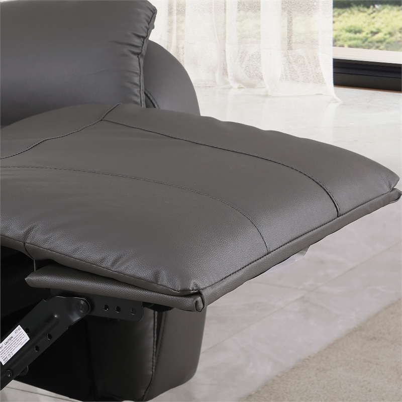 Pemberly Row Leather Power Reclining Armchair for Home Theater in Gray