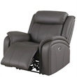 Pemberly Row Leather Power Reclining Armchair for Home Theater in Gray