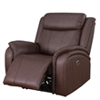 Pemberly Row Leather Power Reclining Armchair for Home Theater in Brown