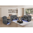 Pemberly Row Faux Leather Recliner with Cup Holder Speaker & USB in Gray