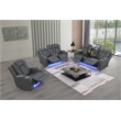 Pemberly Row Faux Leather Recliner with Cup Holder Speaker & USB in Gray