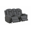 Pemberly Row Faux Leather Recliner with Cup Holder Speaker & USB in Gray