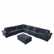 Pemberly Row Polyester 6-Seat Large Sectional Sofa with Ottoman in Blue