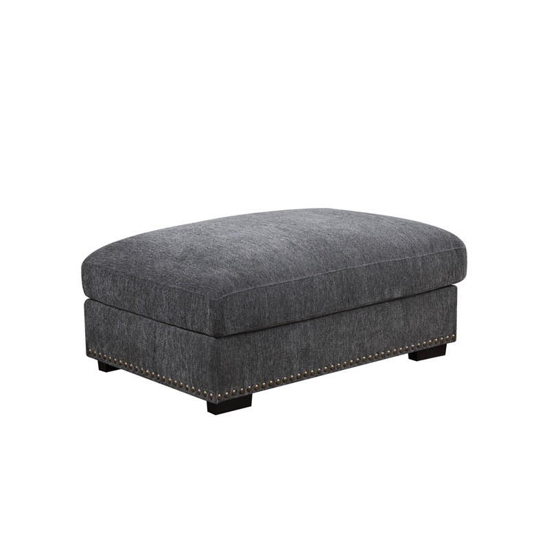 Pemberly Row Sectional Sofa with Ottoman Cup Holder & Charger in Dark Gray