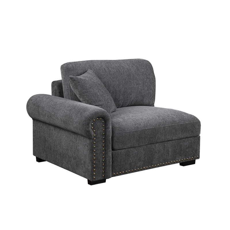 Pemberly Row Sectional Sofa with Ottoman Cup Holder & Charger in Dark Gray