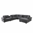 Pemberly Row Sectional Sofa with Ottoman Cup Holder & Charger in Dark Gray