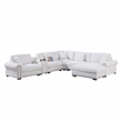 Pemberly Row Sectional Sofa with Ottoman Cup Holder & Charger in White