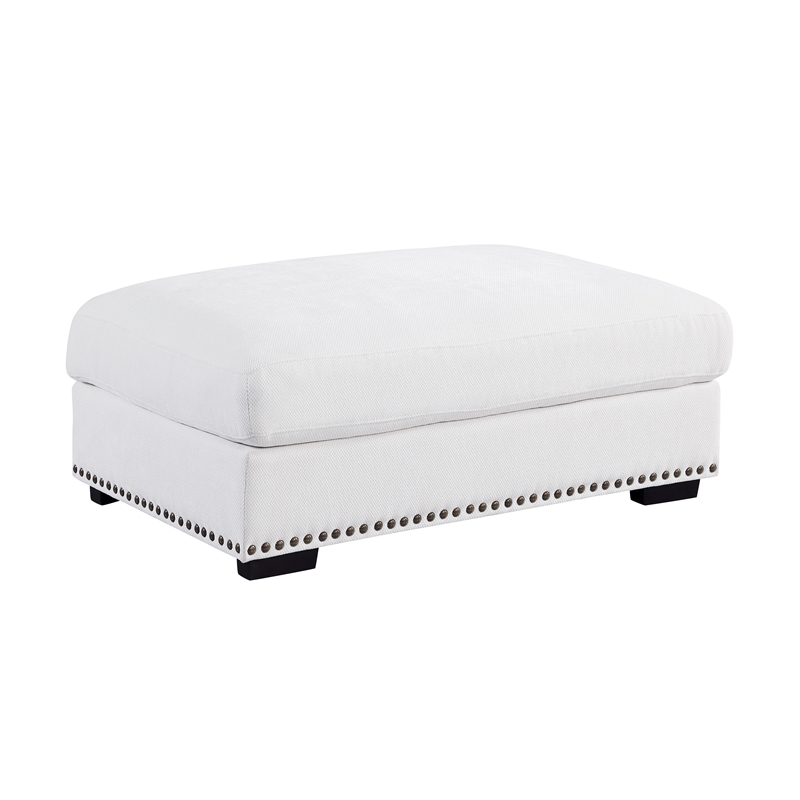 Pemberly Row Sectional Sofa with Ottoman Cup Holder & Charger in White