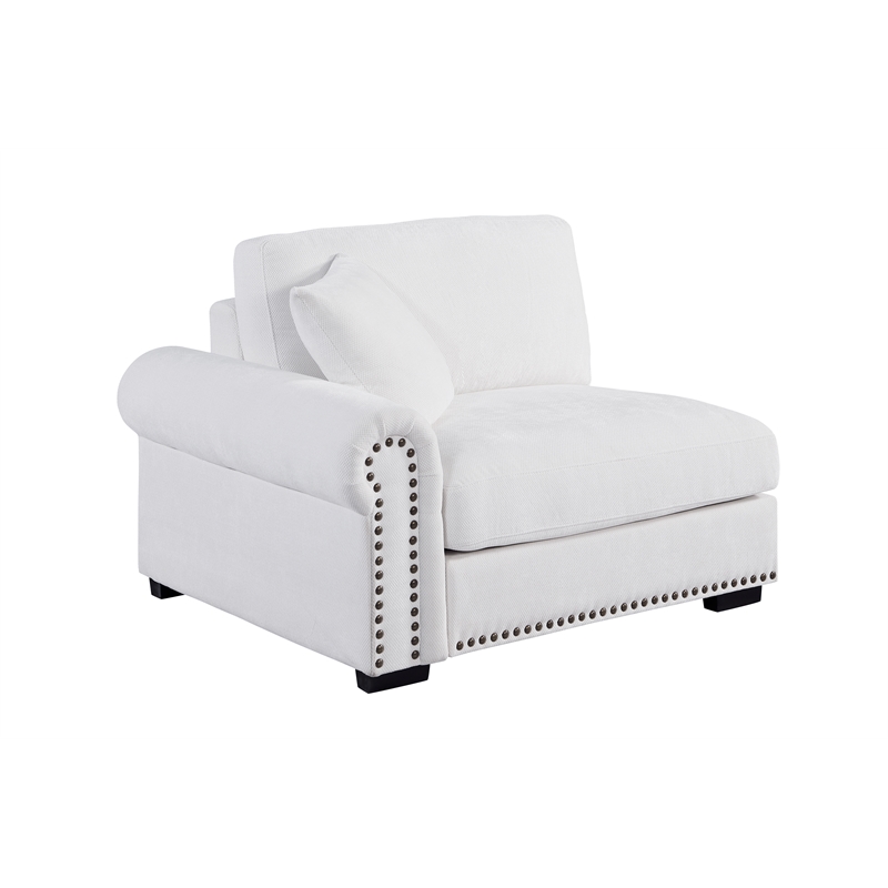 Pemberly Row Sectional Sofa with Ottoman Cup Holder & Charger in White