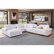 Pemberly Row Sectional Sofa with Ottoman Cup Holder & Charger in White