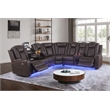 Pemberly Row Faux Leather Recliner with Cup Holder Speaker & USB in Brown