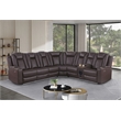Pemberly Row Faux Leather Recliner with Cup Holder Speaker & USB in Brown
