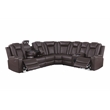Pemberly Row Faux Leather Recliner with Cup Holder Speaker & USB in Brown