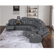 Pemberly Row Faux Leather Recliner with Cup Holder Speaker & USB in Gray