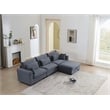 Pemberly Row Corduroy Sectional Sofa with Storage Ottoman in Dark Gray