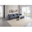 Pemberly Row Corduroy Sectional Sofa with Storage Ottoman in Dark Gray