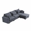 Pemberly Row Corduroy Sectional Sofa with Storage Ottoman in Dark Gray