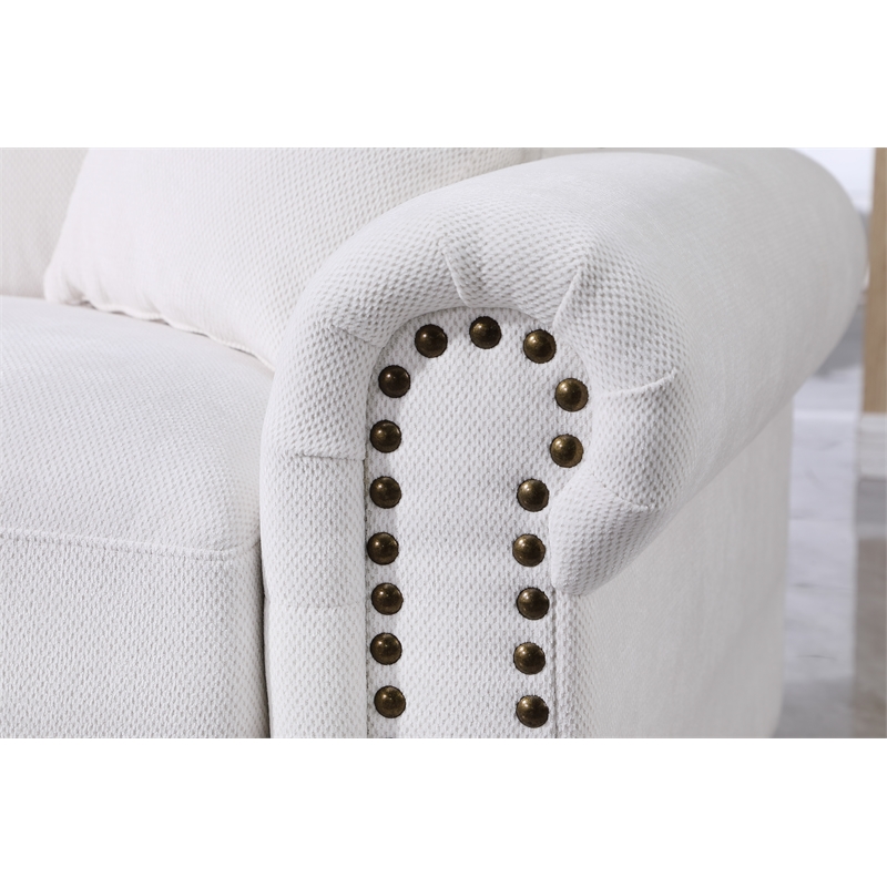 Pemberly Row Modern Polyester Large Sectional Sofa Couch in White