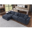 Pemberly Row Modern Polyester Large Sectional Sofa Couch in Dark Blue