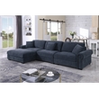 Pemberly Row Modern Polyester Large Sectional Sofa Couch in Dark Blue