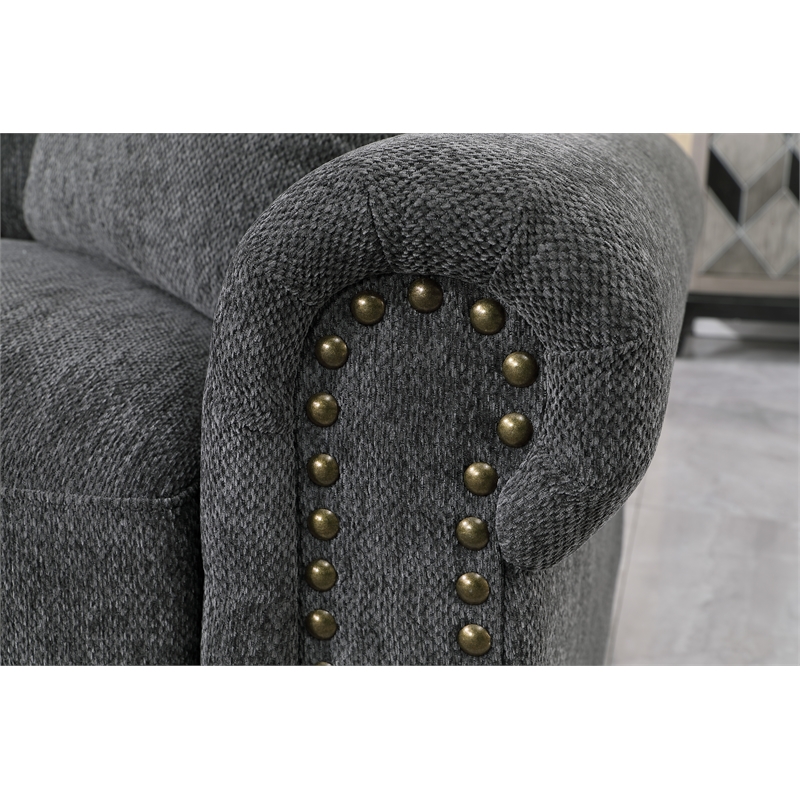 Pemberly Row Modern Polyester Large Sectional Sofa Couch in Dark Gray