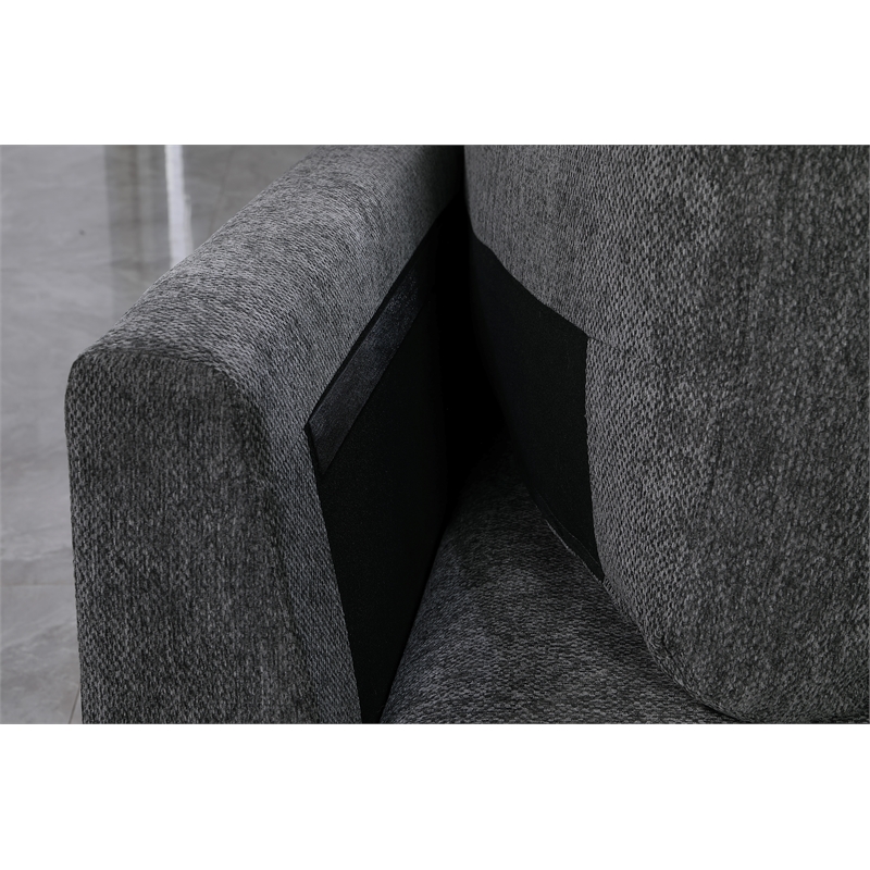 Pemberly Row Modern Polyester Large Sectional Sofa Couch in Dark Gray