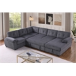 Pemberly Row Corduroy Sleeper Sofa Bed with Storage Chaise in Dark Gray