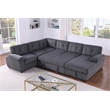 Pemberly Row Corduroy Sleeper Sofa Bed with Storage Chaise in Dark Gray