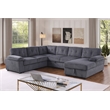 Pemberly Row Corduroy Sleeper Sofa Bed with Storage Chaise in Dark Gray