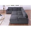 Pemberly Row Corduroy Sleeper Sofa Bed with Storage Chaise in Dark Gray