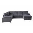 Pemberly Row Corduroy Sleeper Sofa Bed with Storage Chaise in Dark Gray