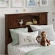 Pemberly Row Twin Wood Foundation Bed with Bookcase Headboard in Walnut