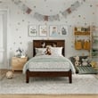 Pemberly Row Twin Wood Foundation Bed with Bookcase Headboard in Walnut
