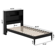 Pemberly Row Twin XL Wood Platform Bed with Storage Headboard in Black