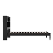 Pemberly Row Twin XL Wood Platform Bed with Storage Headboard in Black