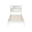 Pemberly Row Twin Wood Platform Bed with Storage Headboard in White