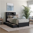 Pemberly Row Twin XL Wood Platform Bed with Storage Drawers in Black