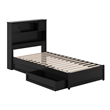 Pemberly Row Twin XL Wood Platform Bed with Storage Drawers in Black