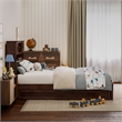 Pemberly Row Twin Wood Platform Bed with Twin Trundle in Walnut