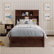 Pemberly Row Twin Wood Platform Bed with Twin Trundle in Walnut