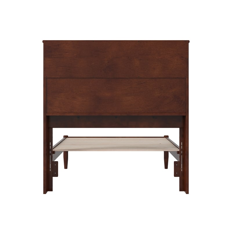 Pemberly Row Twin Wood Platform Bed with Storage Headboard in Walnut