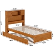 Pemberly Row Twin Wood Platform Bed with Twin Trundle in Light Toffee