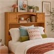 Pemberly Row Twin XL Foundation Bed with Bookcase Headboard in Light Toffee