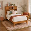 Pemberly Row Twin XL Foundation Bed with Bookcase Headboard in Light Toffee
