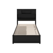 Pemberly Row Twin Wood Platform Bed with Storage Drawers in Black