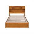 Pemberly Row Full Wood Platform Bed with Twin Trundle in Light Toffee