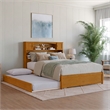 Pemberly Row Full Wood Platform Bed with Twin Trundle in Light Toffee